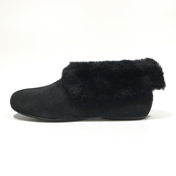 UGG NERINE BOOTIE SLIPPER -BLACK LAMB SUEDE / SHEEPSKIN CUFF WOMEN’S US 10 -NEW - Picture 3 of 9